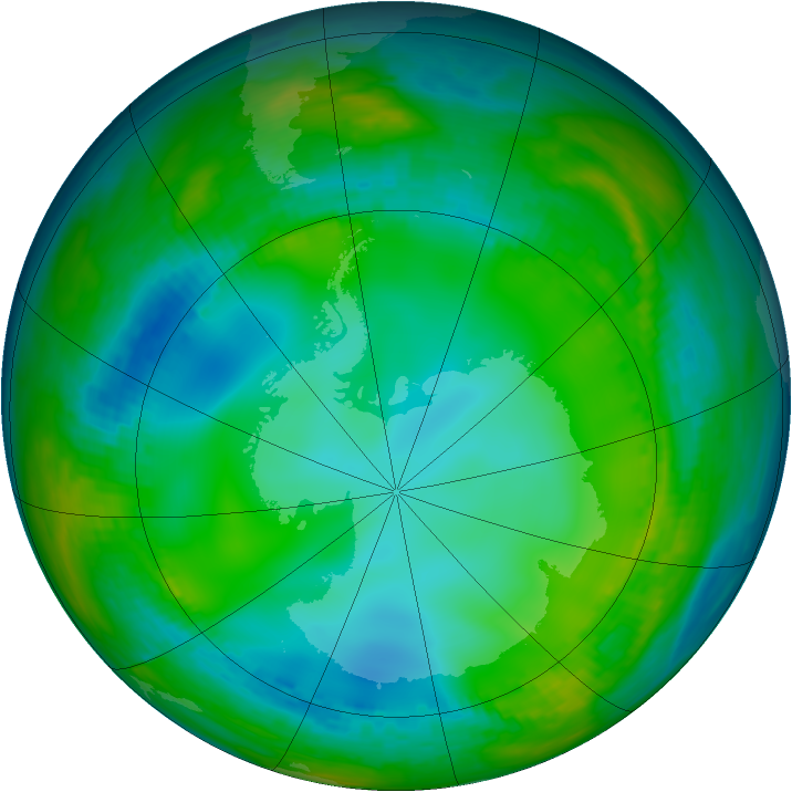 Antarctic ozone map for 01 June 1981